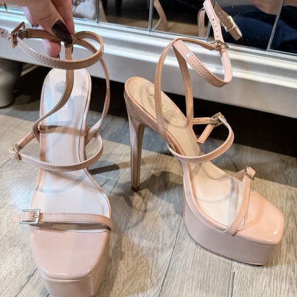 ALDO Nude Patent Platform Heels – Size 7 (EUR 37.5) – Strappy High Heel Sandals - Picture 4 of 5